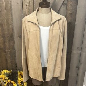 Boston Harbour Tan Genuine Suede Leather Zip Jacket Women’s XL